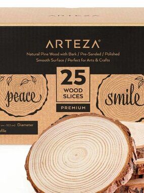 New in Box Arteza 25pc. Wood Slice Ornaments